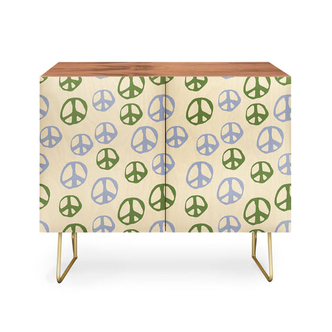 gnomeapple Handdrawn Peace Symbol Pattern Credenza
