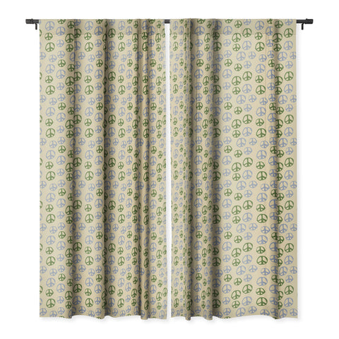 gnomeapple Handdrawn Peace Symbol Pattern Blackout Window Curtain