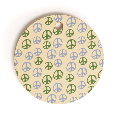 gnomeapple Handdrawn Peace Symbol Pattern Cutting Board Round