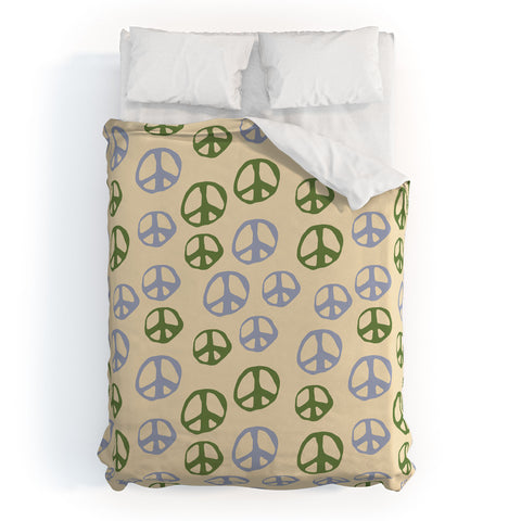 gnomeapple Handdrawn Peace Symbol Pattern Duvet Cover