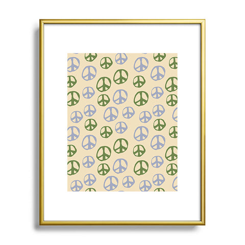 gnomeapple Handdrawn Peace Symbol Pattern Metal Framed Art Print