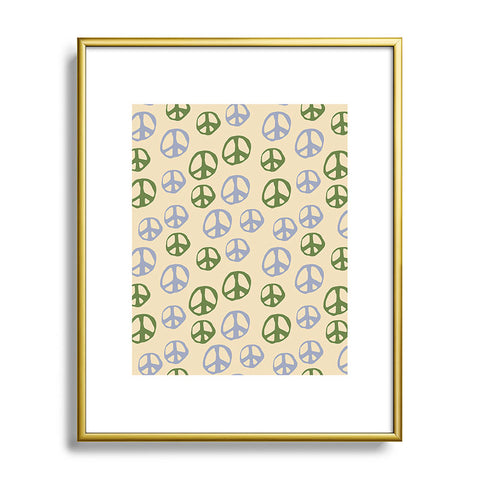 gnomeapple Handdrawn Peace Symbol Pattern Metal Framed Art Print