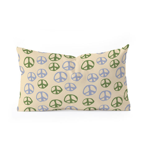 gnomeapple Handdrawn Peace Symbol Pattern Oblong Throw Pillow