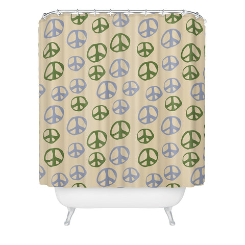 gnomeapple Handdrawn Peace Symbol Pattern Shower Curtain