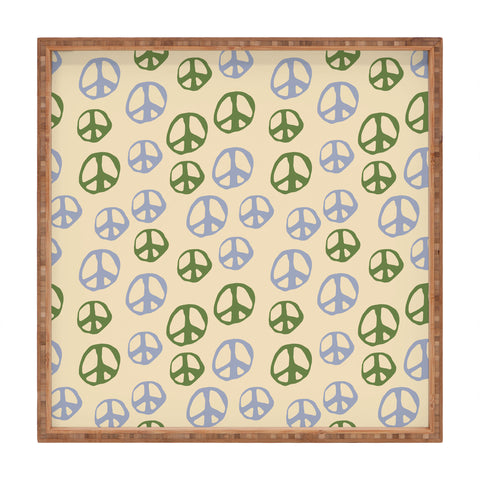gnomeapple Handdrawn Peace Symbol Pattern Square Tray