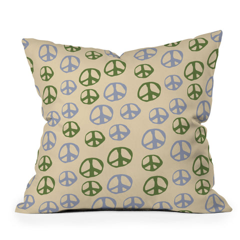 gnomeapple Handdrawn Peace Symbol Pattern Throw Pillow