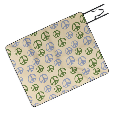 gnomeapple Handdrawn Peace Symbol Pattern Picnic Blanket