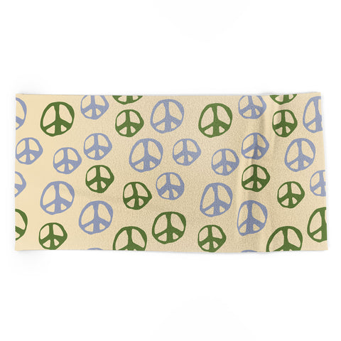 gnomeapple Handdrawn Peace Symbol Pattern Beach Towel
