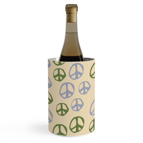 gnomeapple Handdrawn Peace Symbol Pattern Wine Chiller