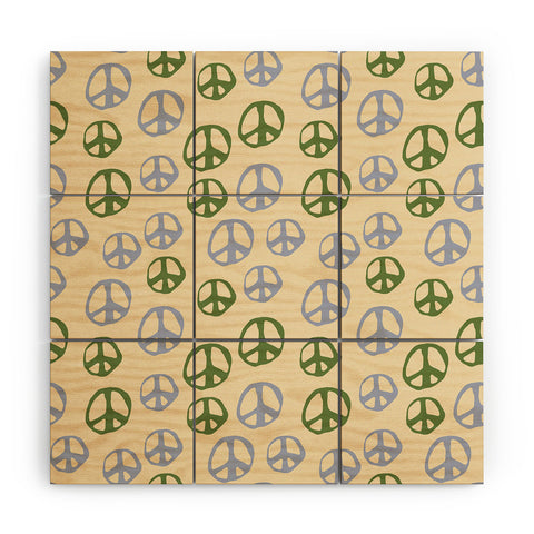 gnomeapple Handdrawn Peace Symbol Pattern Wood Wall Mural