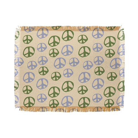 gnomeapple Handdrawn Peace Symbol Pattern Throw Blanket