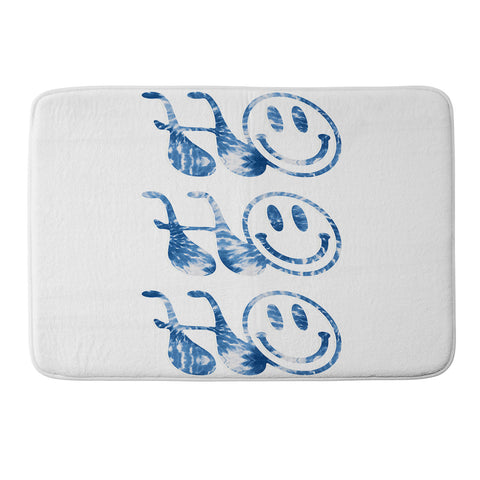 gnomeapple HOHOHO groovy typography blue Memory Foam Bath Mat