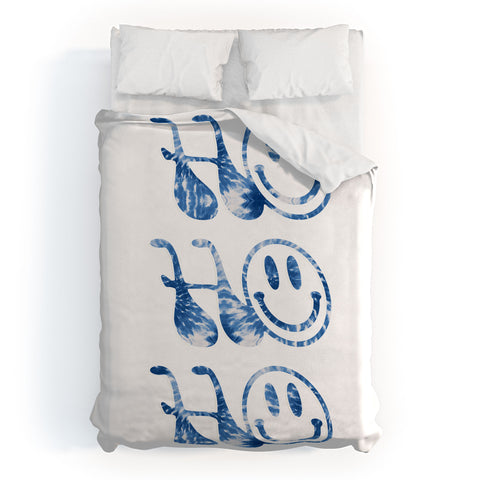gnomeapple HOHOHO groovy typography blue Duvet Cover
