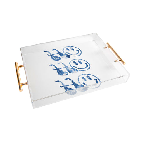 gnomeapple HOHOHO groovy typography blue Acrylic Tray