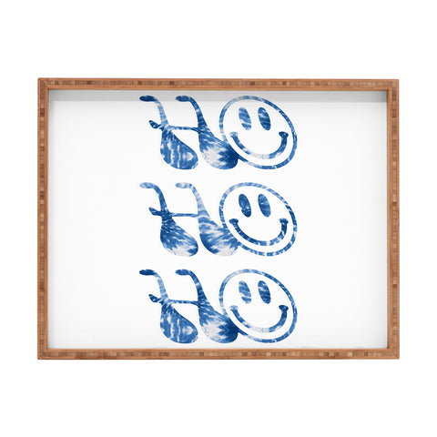 gnomeapple HOHOHO groovy typography blue Rectangular Tray