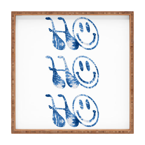 gnomeapple HOHOHO groovy typography blue Square Tray