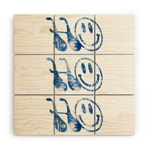 gnomeapple HOHOHO groovy typography blue Wood Wall Mural