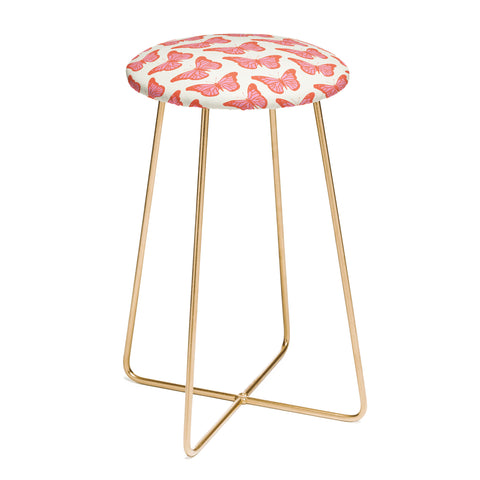 gnomeapple Pink and Orange Butterflies Counter Stool