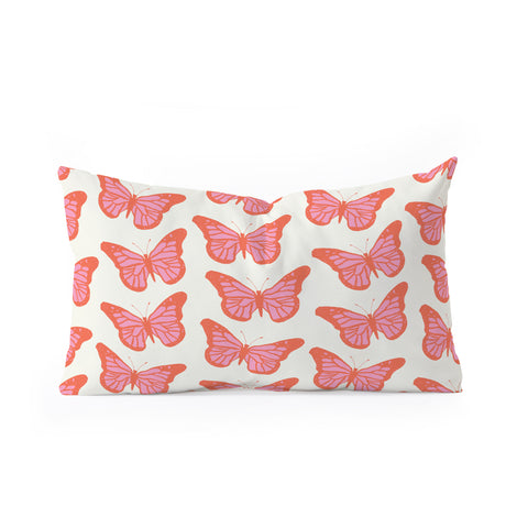gnomeapple Pink and Orange Butterflies Oblong Throw Pillow