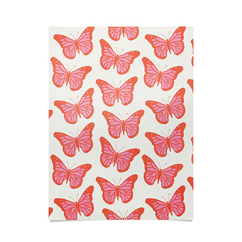 gnomeapple Pink and Orange Butterflies Poster