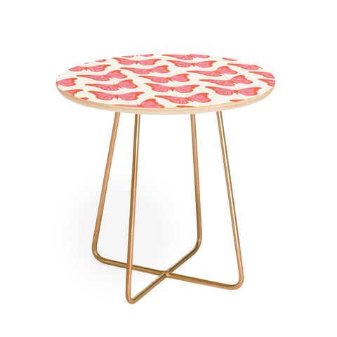 gnomeapple Pink and Orange Butterflies Round Side Table