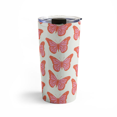 gnomeapple Pink and Orange Butterflies Travel Mug