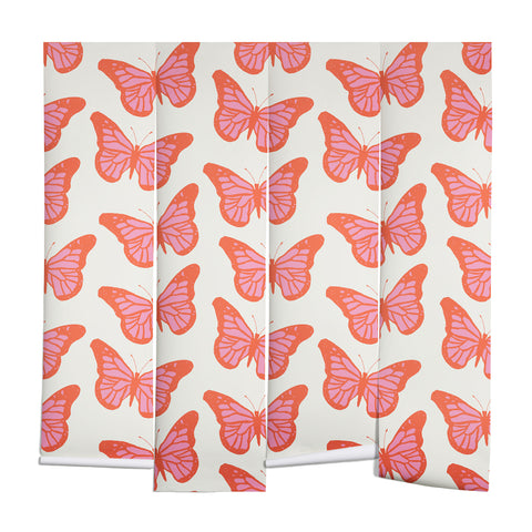 gnomeapple Pink and Orange Butterflies Wall Mural