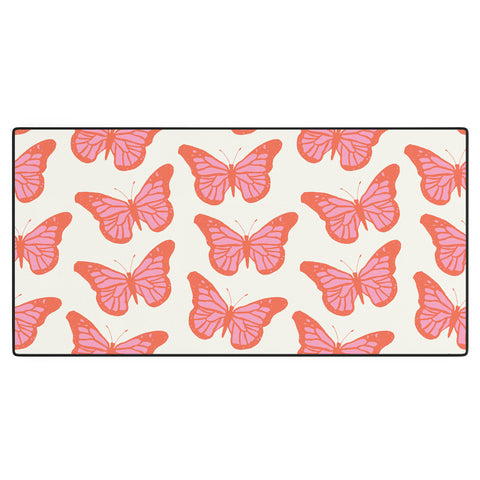 gnomeapple Pink and Orange Butterflies Desk Mat