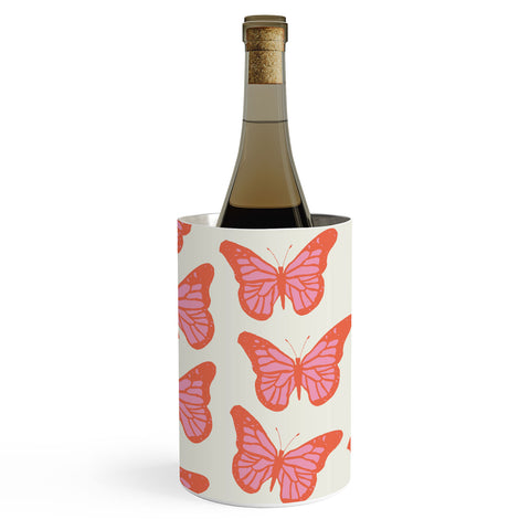 gnomeapple Pink and Orange Butterflies Wine Chiller