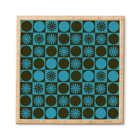 gnomeapple Retro Checkered Pattern Muted Framed Wall Art