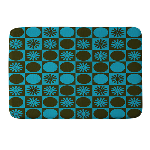 gnomeapple Retro Checkered Pattern Muted Memory Foam Bath Mat