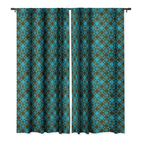 gnomeapple Retro Checkered Pattern Muted Blackout Window Curtain