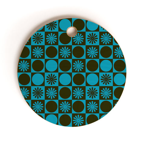 gnomeapple Retro Checkered Pattern Muted Cutting Board Round