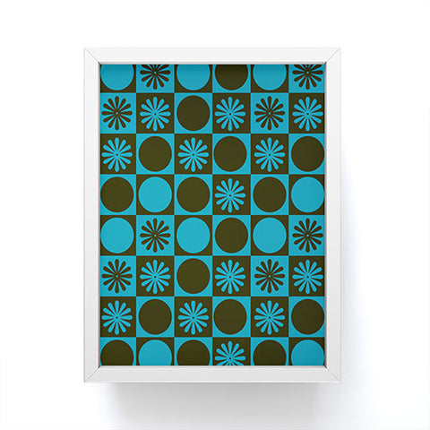 gnomeapple Retro Checkered Pattern Muted Framed Mini Art Print