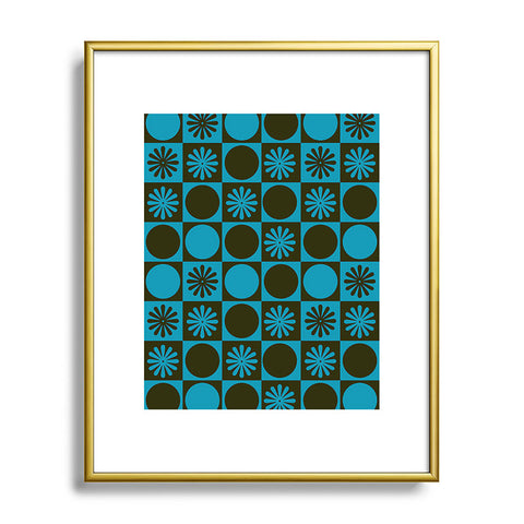 gnomeapple Retro Checkered Pattern Muted Metal Framed Art Print