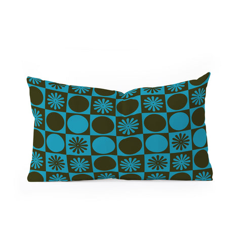 gnomeapple Retro Checkered Pattern Muted Oblong Throw Pillow