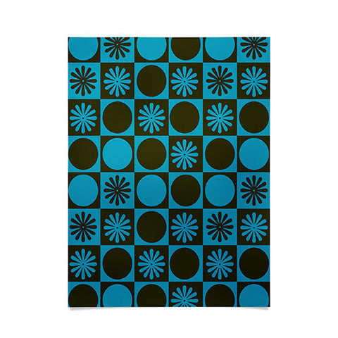 gnomeapple Retro Checkered Pattern Muted Poster