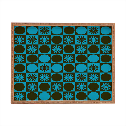 gnomeapple Retro Checkered Pattern Muted Rectangular Tray