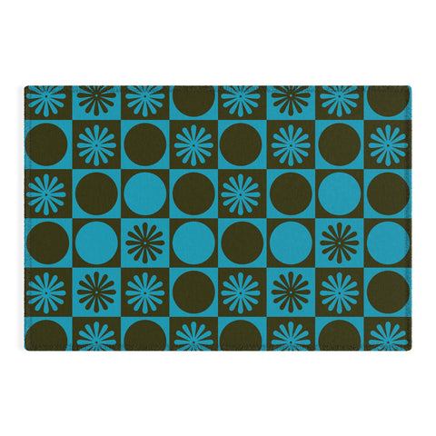 gnomeapple Retro Checkered Pattern Muted Outdoor Rug