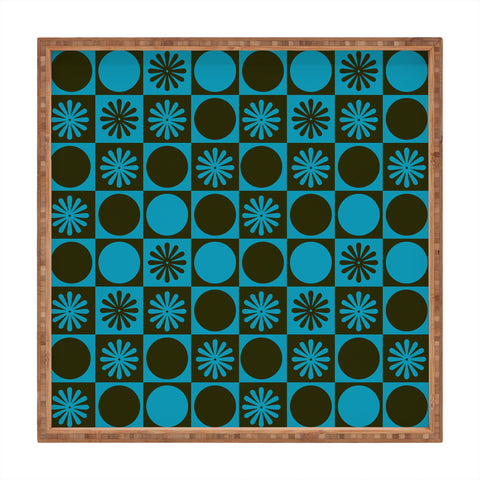 gnomeapple Retro Checkered Pattern Muted Square Tray
