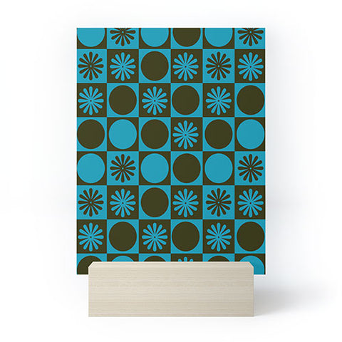 gnomeapple Retro Checkered Pattern Muted Mini Art Print