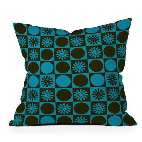 gnomeapple Retro Checkered Pattern Muted Throw Pillow