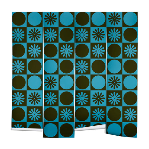 gnomeapple Retro Checkered Pattern Muted Wall Mural