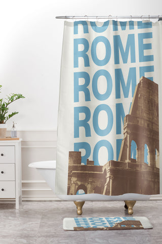 gnomeapple Rome Italy Poster Art Shower Curtain And Mat