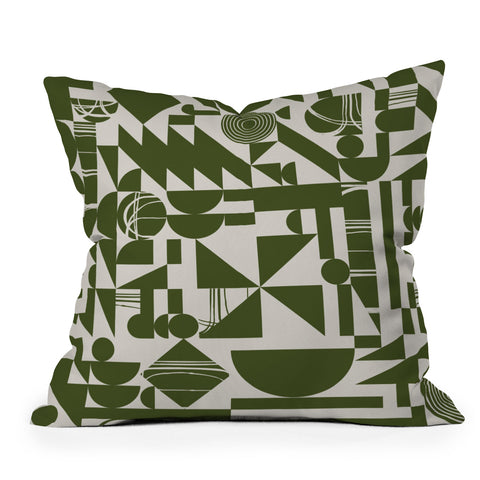 Grace Grace Geo Pattern Green Outdoor Throw Pillow