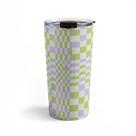 Grace Happy Colorful Checkered Pattern Travel Mug