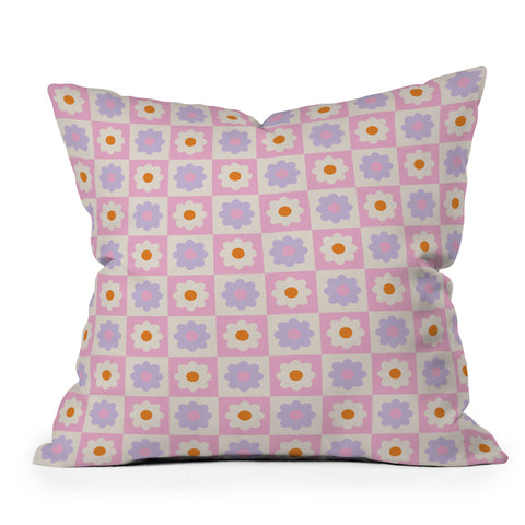Grace Retro Flower Pattern II Outdoor Throw Pillow