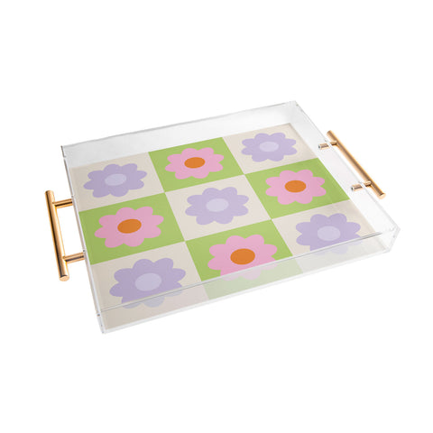 Grace Retro Flower Pattern III Acrylic Tray