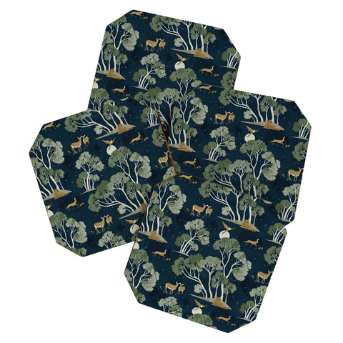 Gyaneshwari Dave | Pineconedream A Forest Awakens Full Moon Coaster Set