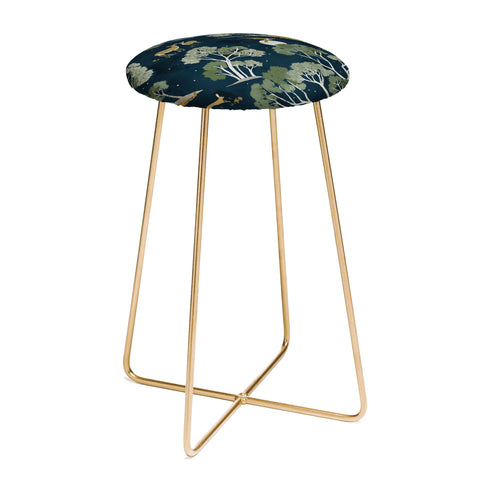 Gyaneshwari Dave | Pineconedream A Forest Awakens Full Moon Counter Stool